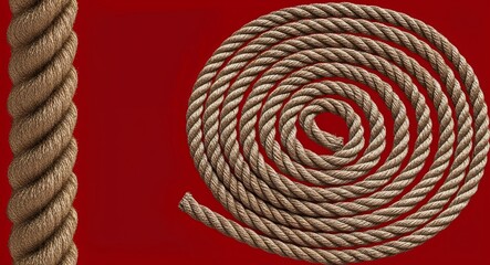 Fototapeta premium Rope Coil on Red background design