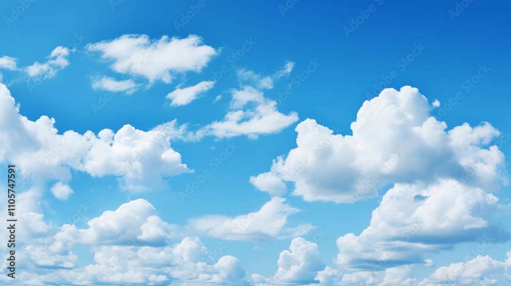 Sticker sky background with tiny clouds. panorama sky background