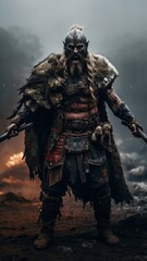 Obraz premium Angry Berserker Viking Mythology Fantasy Art