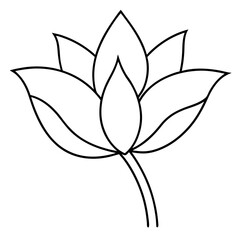 Lotus flower outline sign icon vector illustration with fun brush ink for photo overlays t-shirt print flyer poster design

