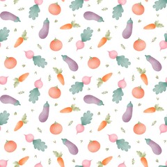 watercolor seamless pattern of vegetables