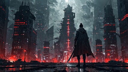 Future city warrior wallpaper. Magnificent wallpaper.