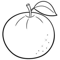 A tangarine orange fruit with a leaf on top. The fruit is the main focus of the image. The leaf on top of the fruit adds a touch of nature and freshness to the scene. The image is simple and clean.