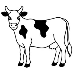 black and white cow doodle sketchy vector illustration with a white background 