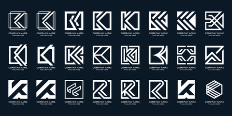 letter K logo set icon, creative design graphic collection