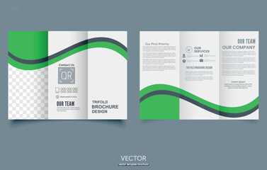 Tri fold wave brochure layout. Tri fold business brochure template