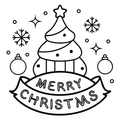 christmas greeting card with holly, gift box, text merry christmas vector illustration with fun brush ink calligraphy lettering typography for photo overlays t-shirt print flyer poster design