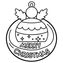 christmas ball ornament ball sphere outline text merry christmas with fun brush ink typography calligraphy lettering vector illustration icon symbol illustration on white background