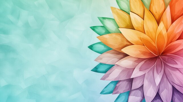 Vibrant Floral Petals Forming Geometric Pattern on Teal Background