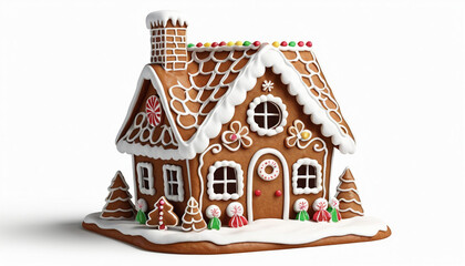 gingerbread house on white