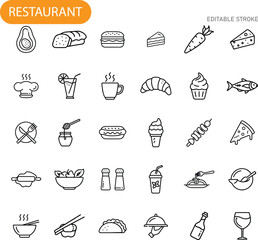 Restaurant Menu Icons Food, Drinks, and Culinary Symbols