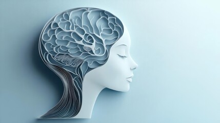 3D papercut silhouette of a brain-brimming head