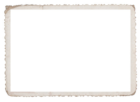 Retro photo paper frame isolated on transparent background. Scanned material for retro photo frames and templates	