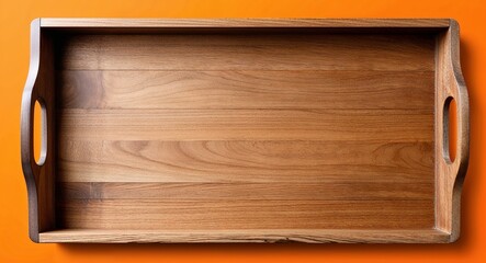 Wooden Tray on Orange background design