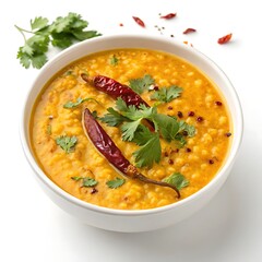Delicious Dal Tadka Isolated on White Background