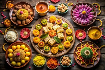 Diwali Sweets Platter | Festive Indian Mithai Rangoli Design | Delicious Indian Dessert Photography