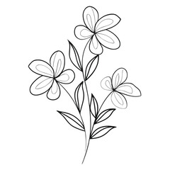 Fototapeta premium a black and white line drawing of a branch with three flowers