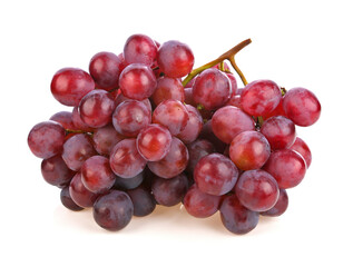 Branch of red grapes , Red fruit on a white background