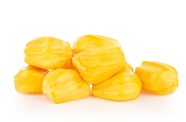 ripe jackfruit , peeled fruit isolated on white background