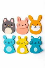 Colorful cartoon animal shapes, arranged neatly.