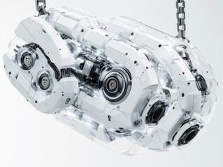 Fototapeta premium Suspended robot assistant with clear casing