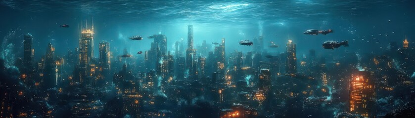 Fototapeta premium Underwater city skyline from above