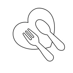 Knife and fork continuous one line drawing of minimalist outline vector illustration