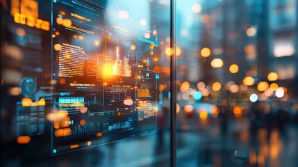 Data visualization event highlighting integrated technology solutions urban setting digital content futuristic environment analytical perspective concept for enhanced insights