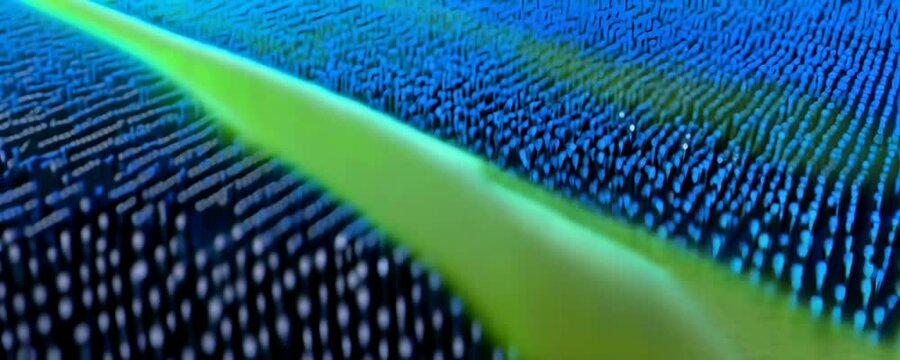 abstract animation of binary code cascading down like digital rain, with occasional bright flashes representing data insights