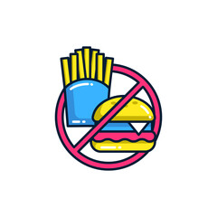 Fast Food Illustration with Prohibition Symbol