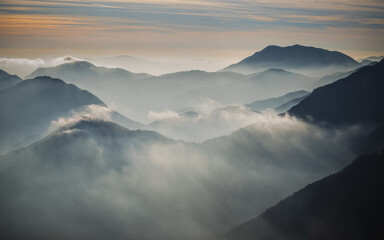 mountains and clouds