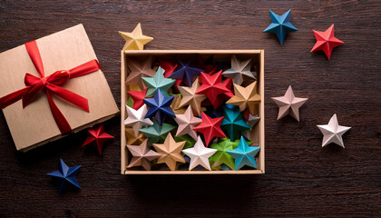 Fototapeta premium Merry Christmas and happy new year promotion banner with open box