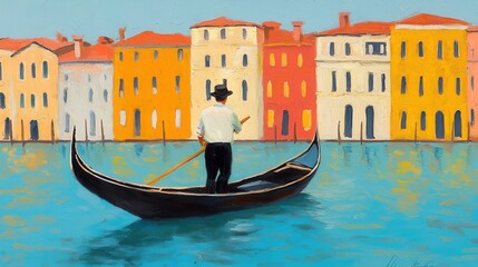 Fototapeta premium Gondola ride experience venice canals scenic artwork vibrant architecture serene waters artistic perspective travel inspiration