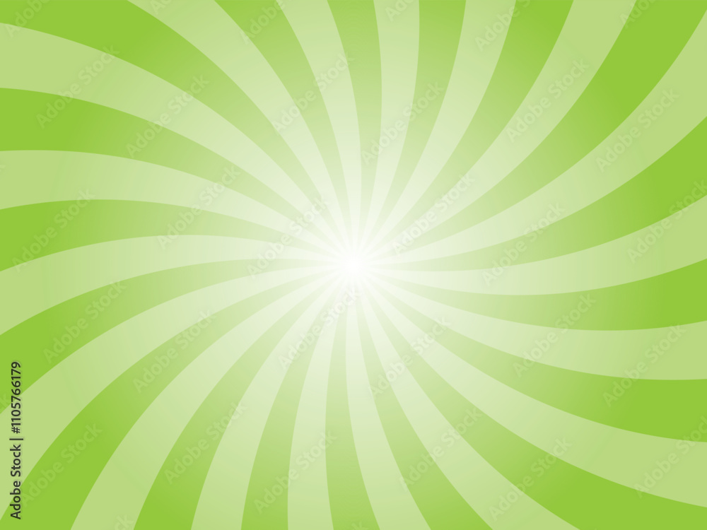 Poster green sunburst background. chartreuse green radial retro glowing rays banner. abstract retro whirlwi