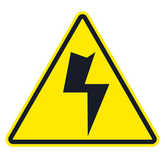 Triangular yellow warning sign, high voltage sign. EPS vector illustration.