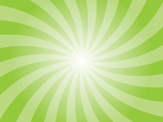 Green sunburst background. Chartreuse green radial retro glowing rays banner. Abstract retro whirlwind starburst vector abstract background. Twisted radial illustration.