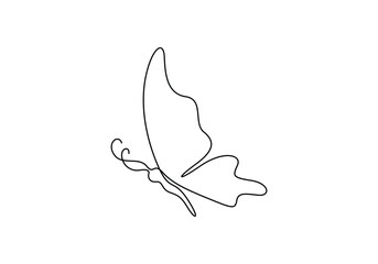 Continuous line drawing of beautiful butterfly for company logo identity. Salon and spa healthcare business icon concept from animal shape.  Vector illustration