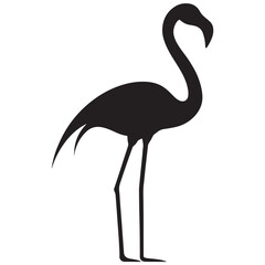 Obraz premium Flamingo Silhouette Vector Illustration, Elegant Flamingo Silhouette Isolated on White, Minimalist Flamingo Silhouette Icon, Standing Flamingo Silhouette Vector Art, Flamingo silhouette vector.