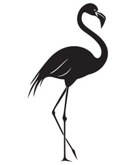 Obraz premium Flamingo Silhouette Vector Illustration, Elegant Flamingo Silhouette Isolated on White, Minimalist Flamingo Silhouette Icon, Standing Flamingo Silhouette Vector Art, Flamingo silhouette vector.