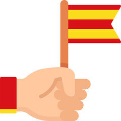 Flag In Hand Icon of Catalonia Flag