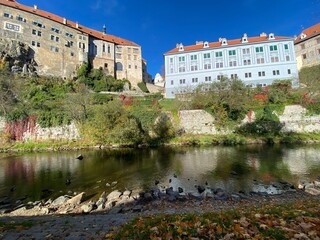 Fototapeta premium view of the town of the river(Cesky Krumlov, Czech Republic)