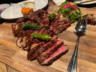grilled beef steak with vegetables(Hungarian restaurant)
