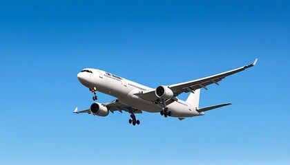 Wide-body aircraft soaring in the blue sky