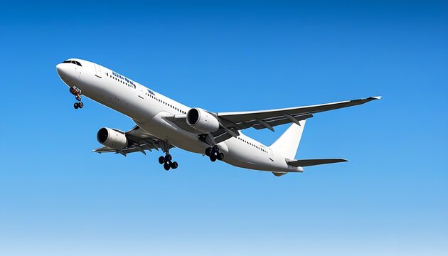 Wide-body aircraft soaring in the blue sky