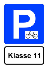 Illustration eines blauen Parkplatzschildes mit der Aufschrift 