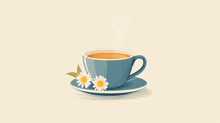 Fototapeta premium Chamomile tea icon in calming muted colors