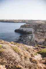 view of the coast of island of Lampedusa in Sicily