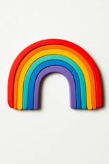 Fototapeta premium Rainbow-shaped object, colorful, smooth, arcs, toy.