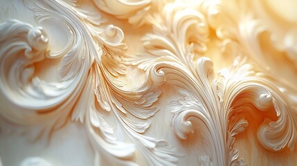 Ornate Baroque style Gold Frame with Swirling Details Hovering Against Soft Neutral Background