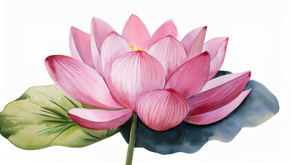 Obraz premium Pink lotus flower, watercolor vector illustration, hand